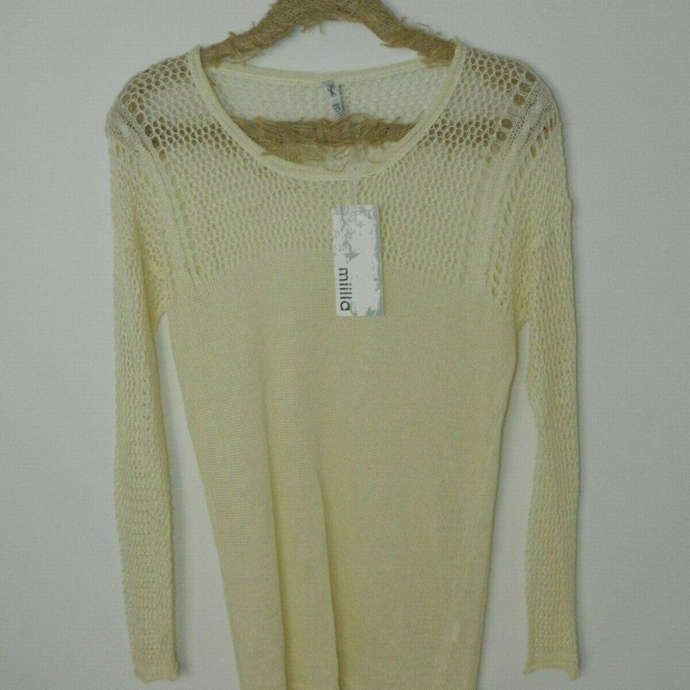 ‎Miilla Sweater Ivory Linen Knit Lightweight Large - Picture 2 of 10